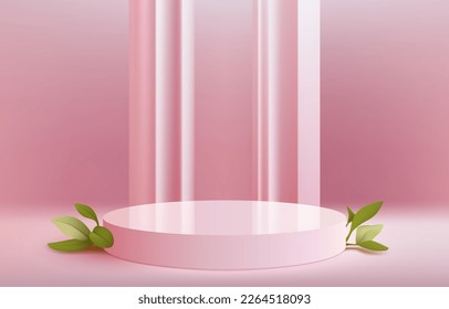 Nature-Podium, Produktpräsentation, Mock-up, zeigen Kosmetikprodukt, Podium, Bühnenboden oder Plattform. Vektorgrafik