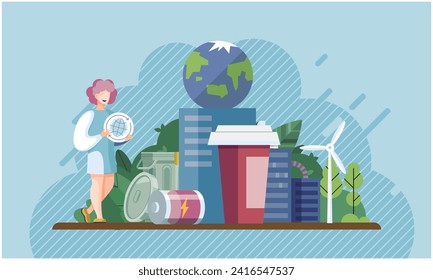 Nature pollution. Vector illustration. The danger nature pollution extends to all living organisms on Earth Contaminated water sources pose significant risk to public health Harmful toxins