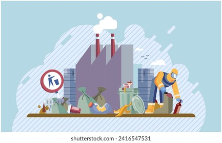 Nature pollution. Vector illustration. The foul smell in polluted areas is clear indication nature pollution The delicate balance ecosystem is essential for maintaining healthy environment Climate