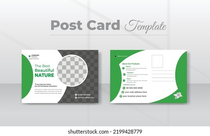 Nature promotion banner social media pack template premium green color design. natural postcard, event card design, direct mail EDDM template, invitation design, corporate professional business.