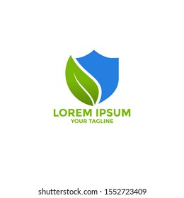 Nature Protection logo, Leaf Secure logo design vector template