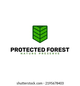 Nature protection logo vector with green leaf and shield icon