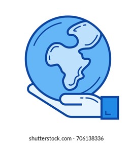 Nature protection vector line icon isolated on white background. Nature protection line icon for infographic, website or app. Blue icon designed on a grid system.