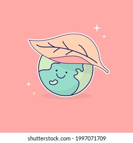La naturaleza protege al mundo. Problemas ambientales y protección ambiental. Ilustración vectorial. Cuidando de la Naturaleza.
