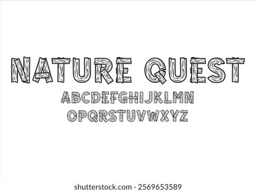 Nature Quest font for logo and headline. Isolated vector typeset