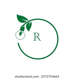 Nature R alphabet logo design vector