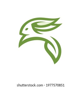 Nature Rabbit Leaf Logo Design