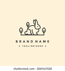 Diseño del logotipo de la hoja de conejo natural