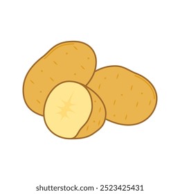 Nature Raw Sliced Potatoes Illustration