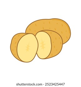 Ilustração de batatas fatiadas cruas da natureza