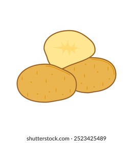 Nature Raw Sliced Potatoes Illustration