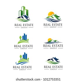 Nature Real Estate Logo Pack. 6 Set Logo Design. Mega Set and Big Group,  Building and Construction Logo  Eps.10