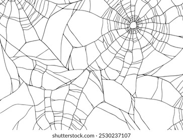 Nature Realistic Spiderweb Design, close up Vector Background for Halloween, spooky events and Autumn Decoration