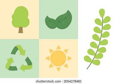 nature and recycle icon set
