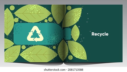 Nature and Renewable Energy. Recycle. Green Energy and Natural Resource Conservation. Set of vector illustrations. Background images for poster, banner, cover art.