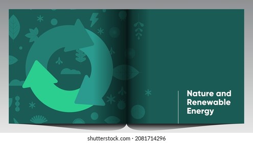 Nature and Renewable Energy. Recycle. Green Energy and Natural Resource Conservation. Set of vector illustrations. Background images for poster, banner, cover art.