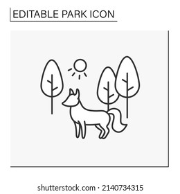 Nature reserve line icon. Biodiversity. Grasslands for fox and other wild animals. Natural environment for animals. Park concept. Isolated vector illustration. Editable stroke