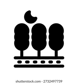 Nature reserve solid line illustration of a road trip icon