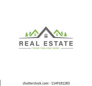 Nature residential real estate logo with trees