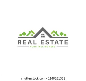 Nature residential real estate logo with trees