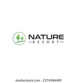 Nature Resort pine tree logo desing template