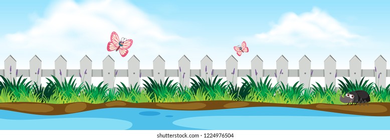A nature riverside view illustration