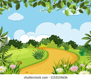 A nature road landscape illustration