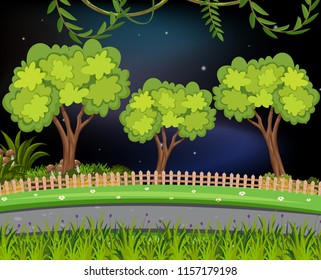 A nature road at night illustration