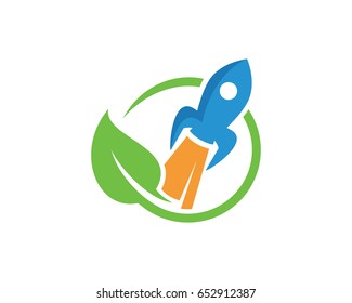 Nature Rocket Logo Template Design Vector, Emblem, Design Concept, Creative Symbol, Icon