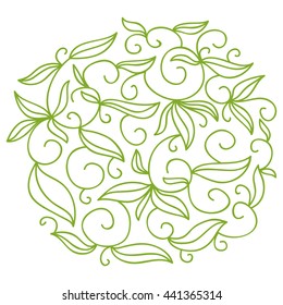 Nature round decorative element of leaves. Vector illustration.