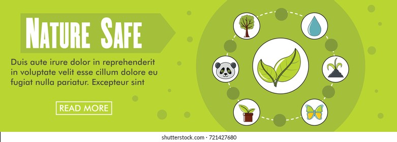 Nature safe ecology banner. Clean energy ecology vector illustration in flat style for web