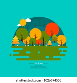 Nature Scene. Forest. Flat Design Vector