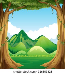 Nature scene with hills background illustration