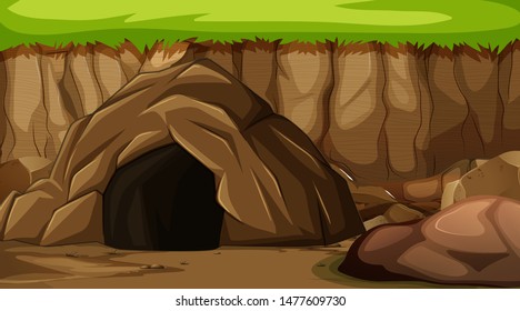 Dark Rocky Cave Outside Illustration Stock Vector (Royalty Free) 1072865150