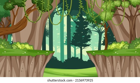 Nature scene with many trees  illustration