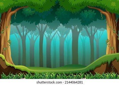 Nature scene with many trees illustration