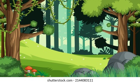 Nature scene with many trees illustration