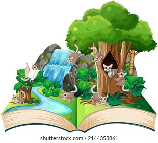 Nature scene with many trees illustration