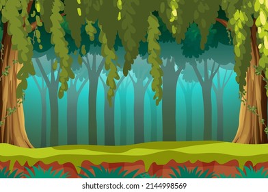 Nature scene with many trees illustration