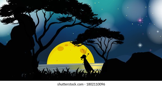 Nature scene at night illustration
