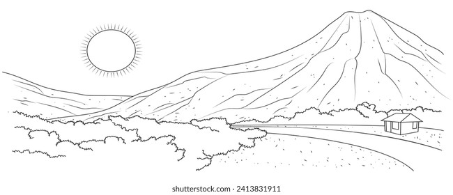 Nature scene in outline and vector format.