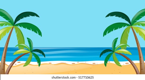 Nature scene with trees on the beach illustration