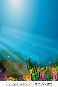 Nature scene under the sea with coral reef illustration