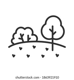 nature scenery, linear icon. Editable stroke