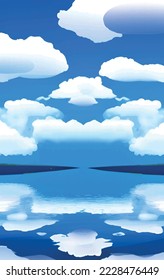 nature scenery and its reflection on the lake in partly cloudy weather