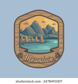 Nature Scenery Wood Emblem Vector