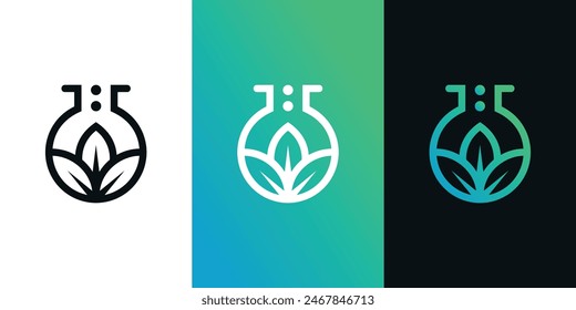 Nature science lab logo design. Premium Vector