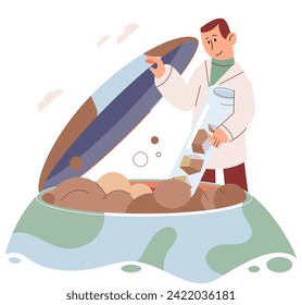 Nature science. Vector illustration. The ambience nature creates sense tranquility and harmony in our environment Biological systems and processes underpin interconnectedness nature Biology