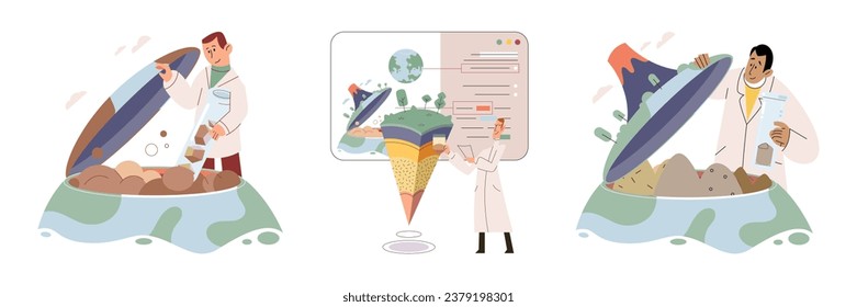 Nature science. Vector illustration. The Earths structure holds clues to its geological and environmental history Environmental experts play crucial role in protecting and preserving nature Knowledge