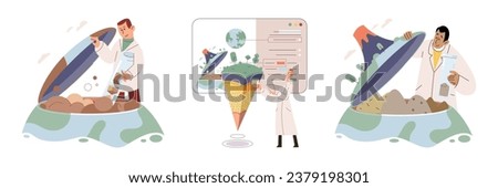 Nature science. Vector illustration. The Earths structure holds clues to its geological and environmental history Environmental experts play crucial role in protecting and preserving nature Knowledge [[stock_photo]] © 
